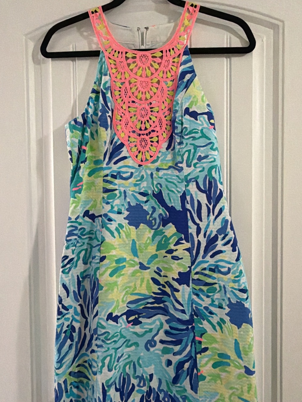 Lilly Pulitzer Blue, Aqua & Pink Sleeveless Halter Dress